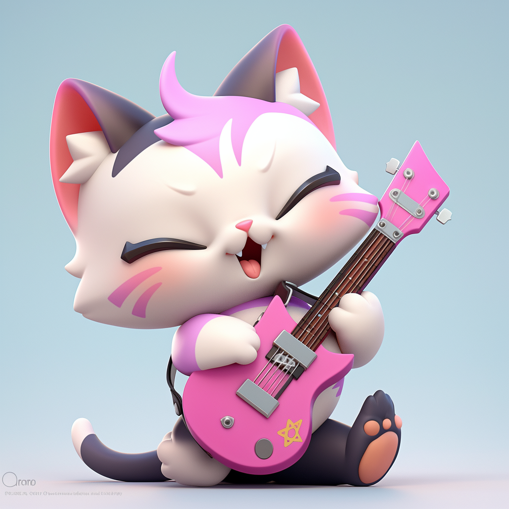 Happy Rockstar Cat Plushie in Dynamic Pose