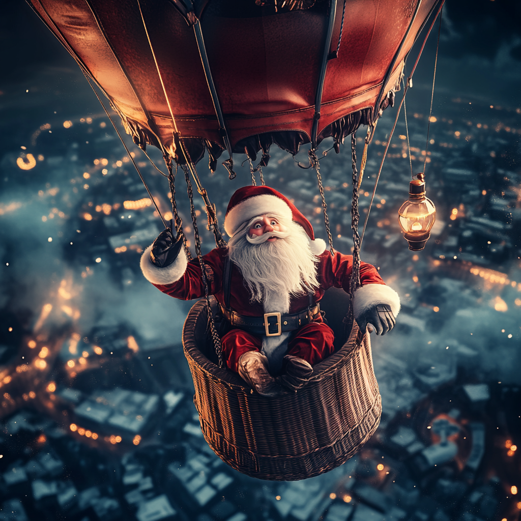 Happy Santa Claus in Surreal Cinematic Lighting 