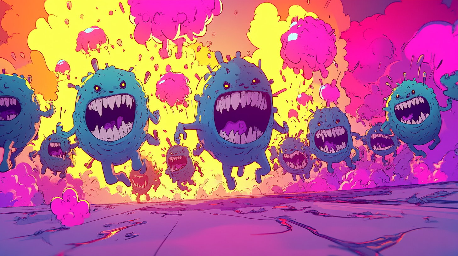 Happy goblins charging into war with explosions and humor.