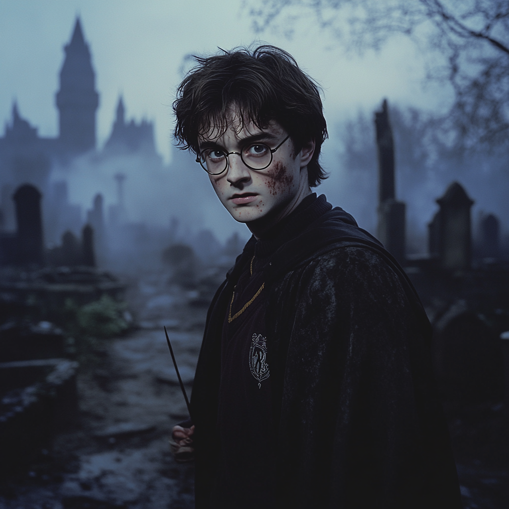 Harry Potter in Misty Graveyard: 1950's Style