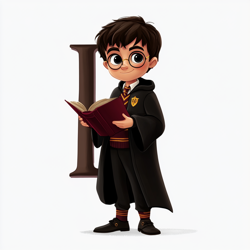 Harry Potter style, animated letter L on white background.