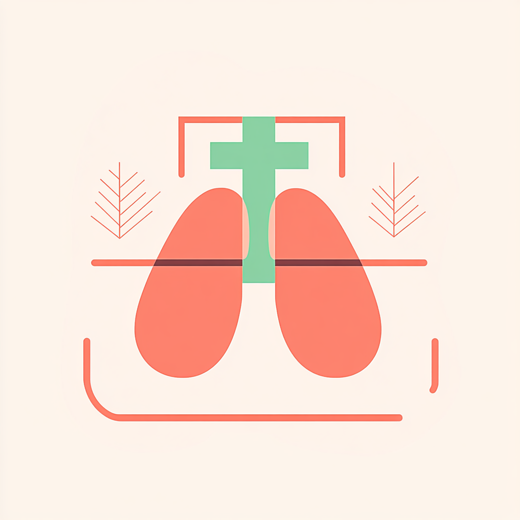 Healthy Lungs Icon in Coral and Mint Green