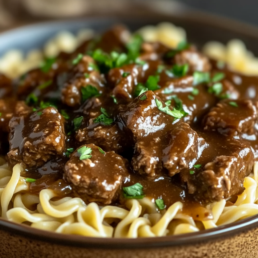 Hearty Beef Tips & Noodles: Savory comfort in a bowl