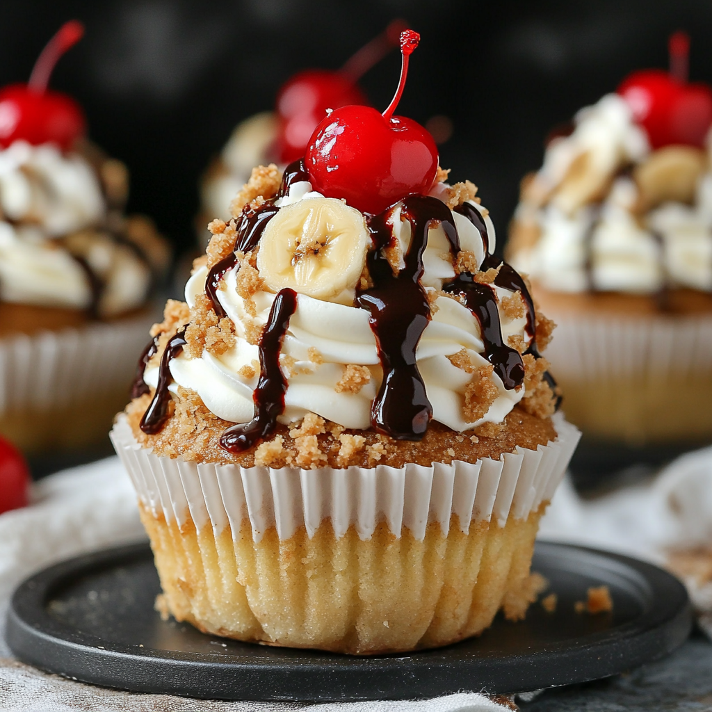 Heavenly No-Bake Banana Split Cupcakes with Creamy Chocolate