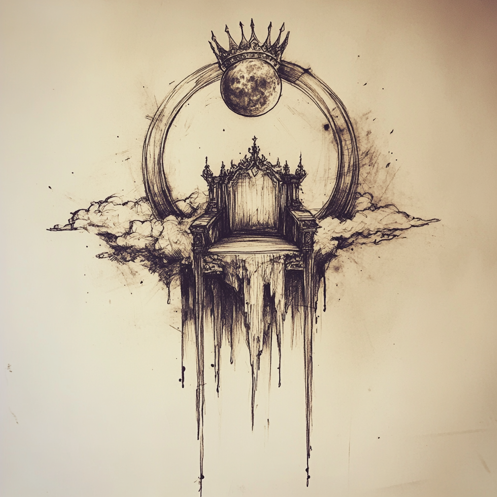 Heavenly Throne Tattoo Sketch Earth View Minimalistic 