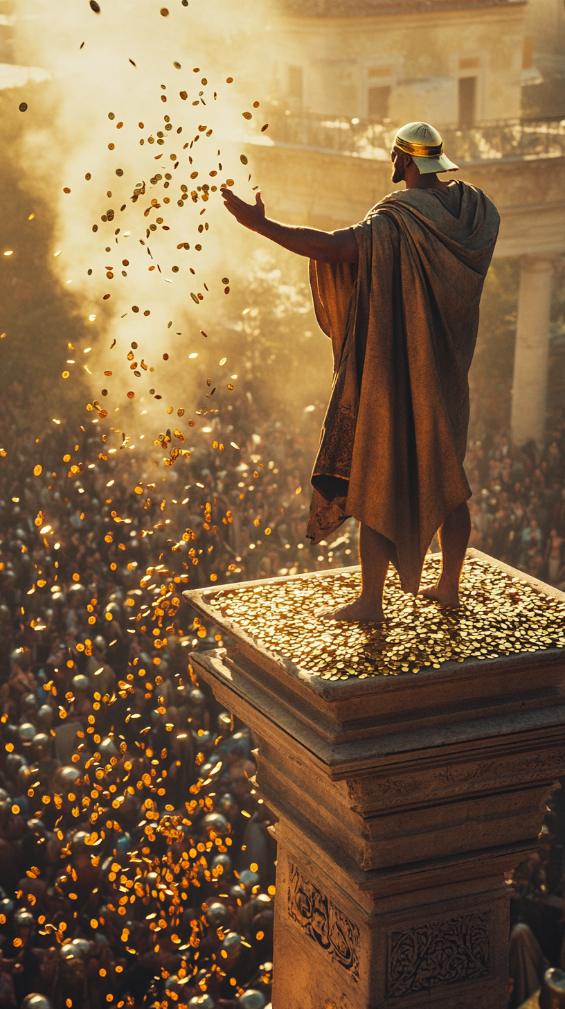 Heliogabalus on Tower Tossing Gold Coins