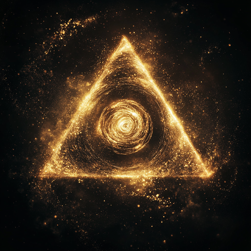 Hermitic interpretation: triangle of light, golden circle, Fibonacci spiral.