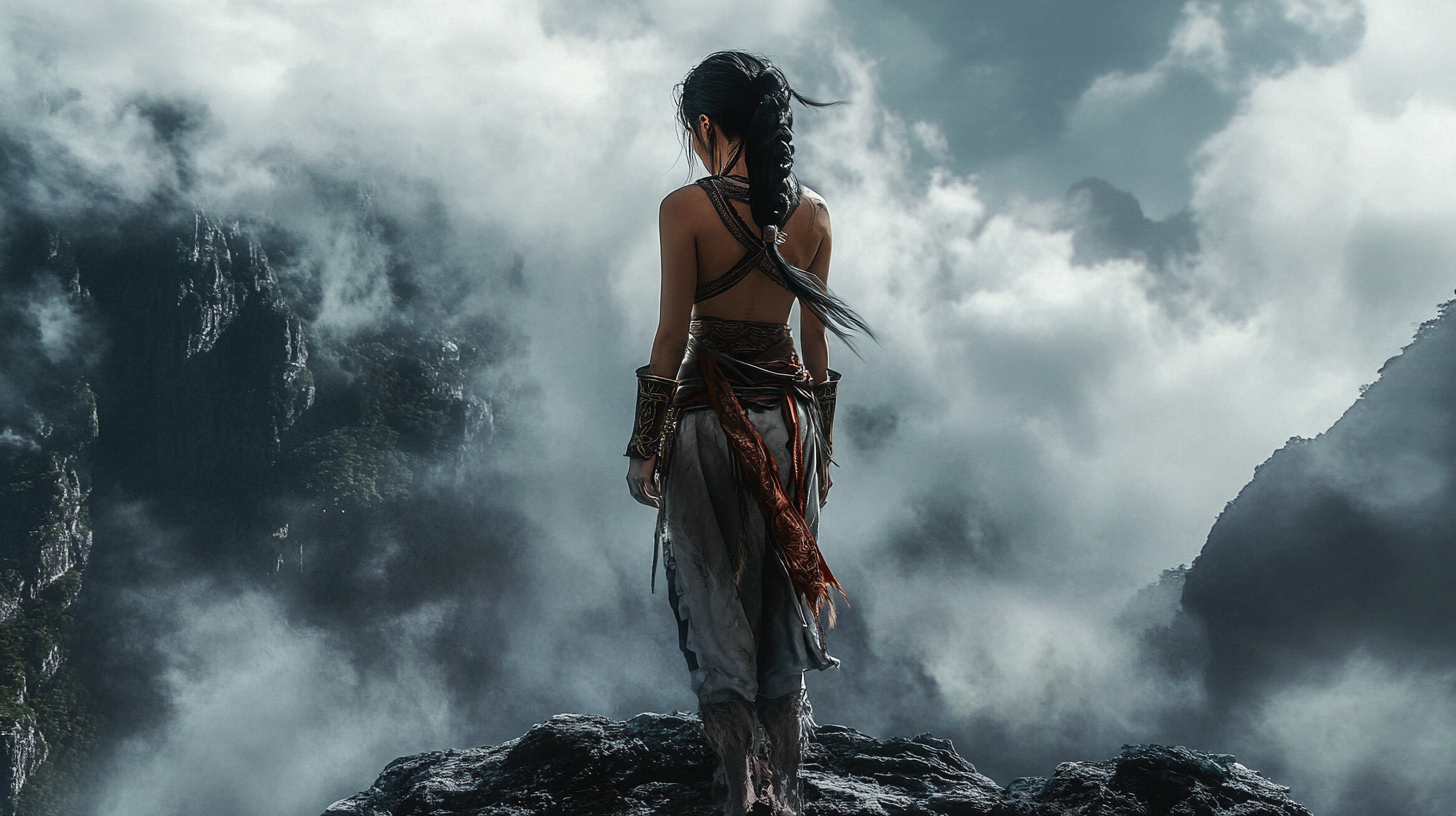 Heroic Asian Woman in Classic Barbarian Outfit