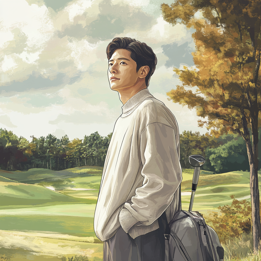 Hesitant 40s Korean Male at Golf Course