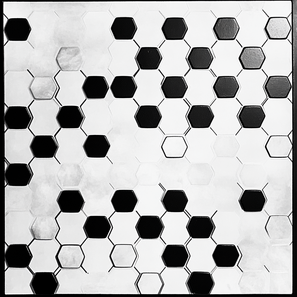 Hexagonal Board Game Design: Black Borders, White Background