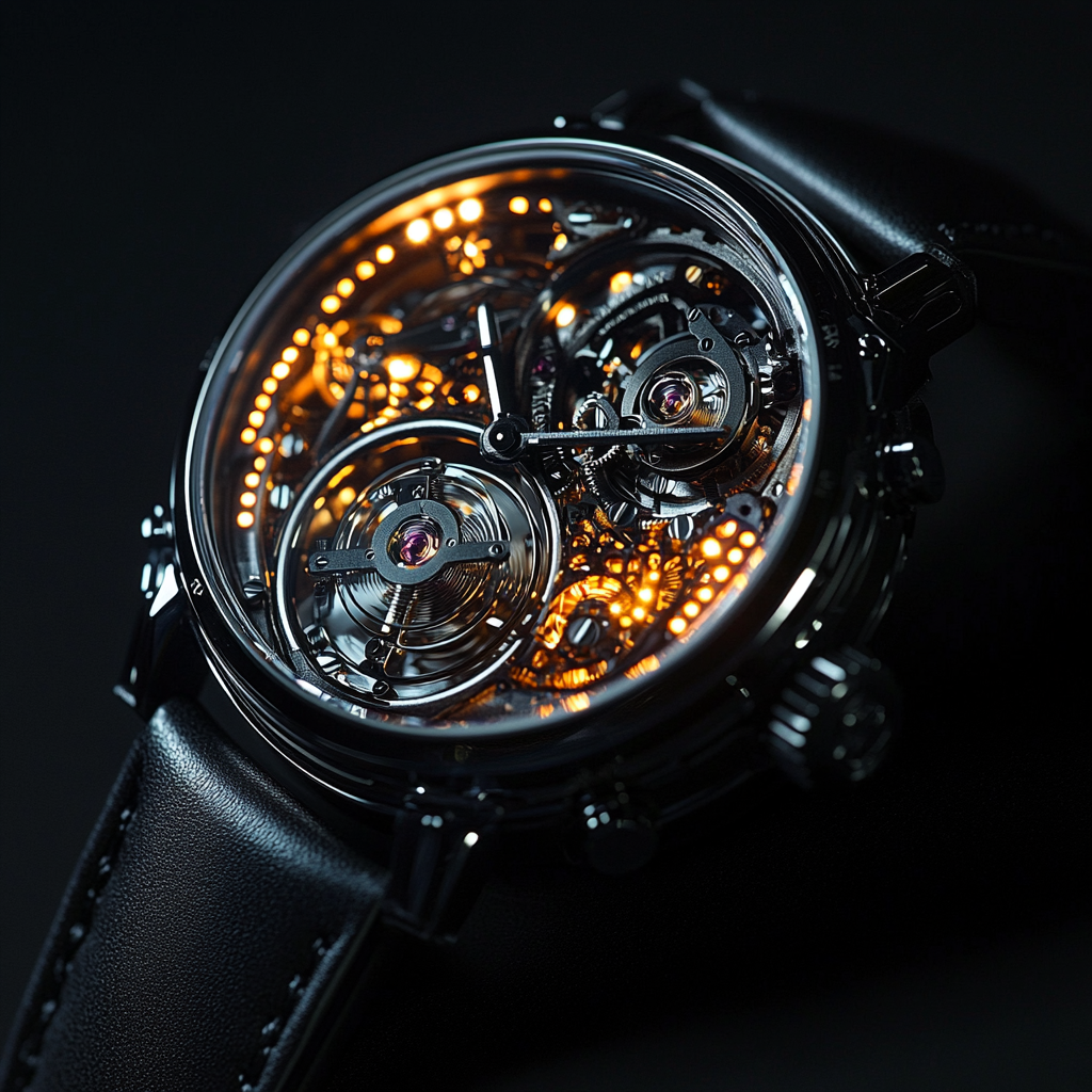 High Tech Watch with Illuminated Internal Parts