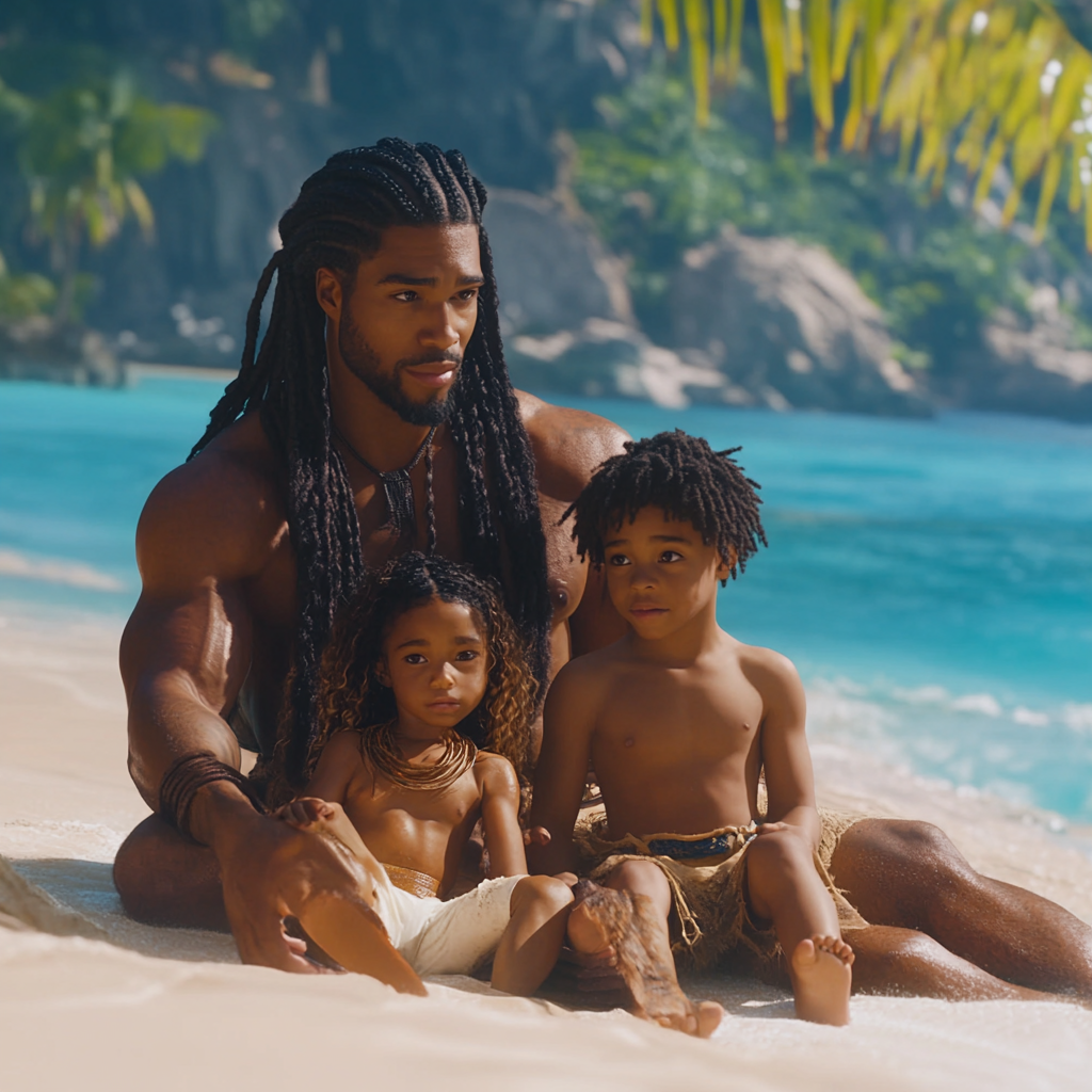 High definition image of African American family vacationing.