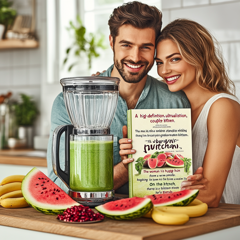 High-definition image of attractive couple in modern kitchen.