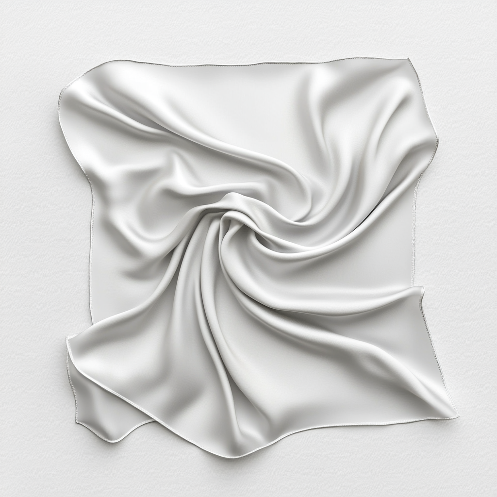 High-detail white silk scarf on clean background