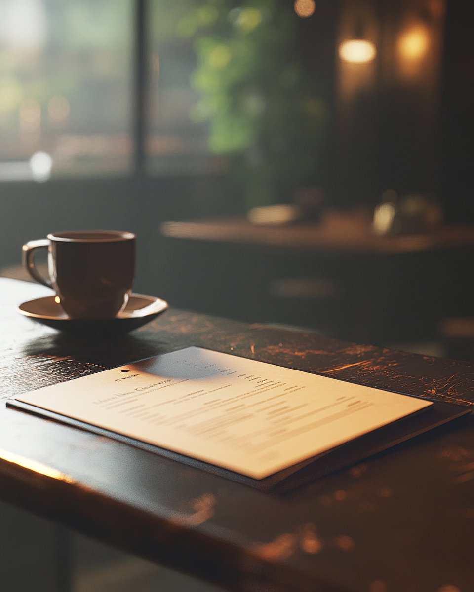 High quality photo of food menu on table.