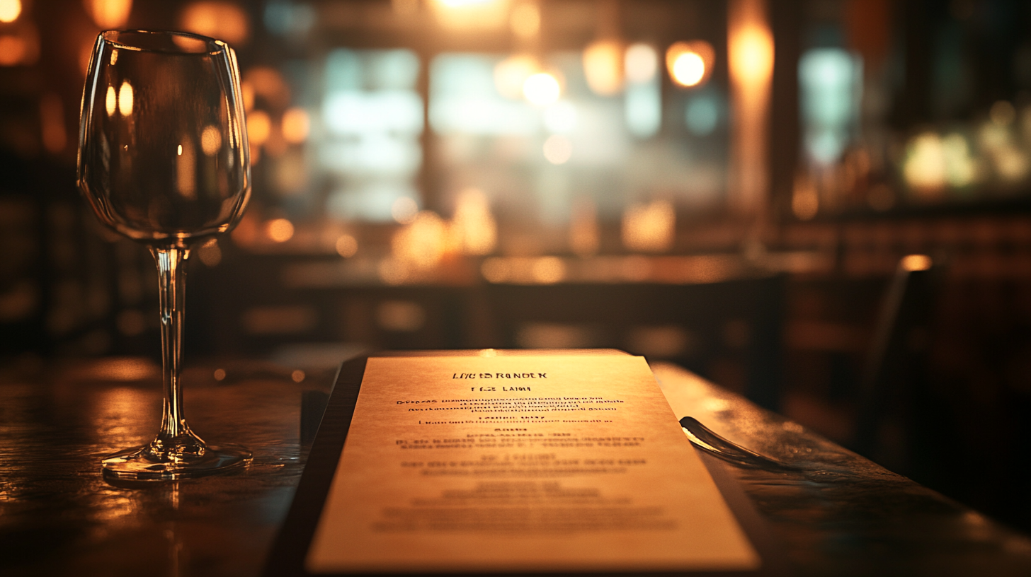 High quality photo of menu card on table.