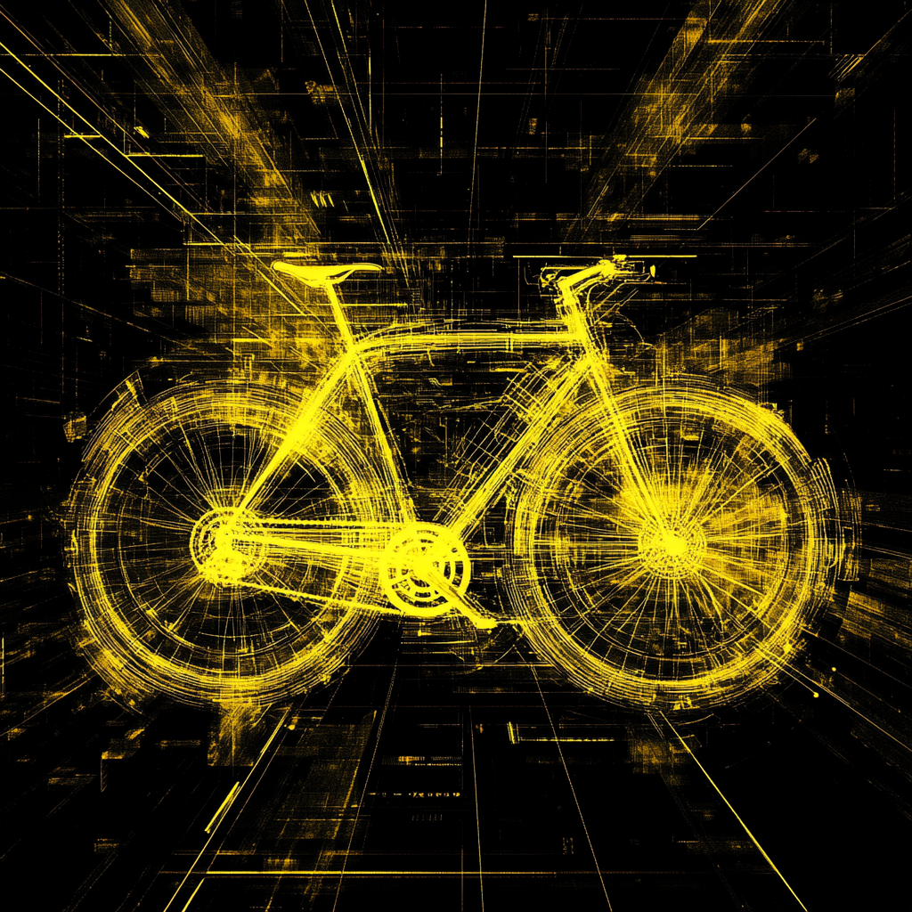 High-res image of running bicycle in yellow & black.