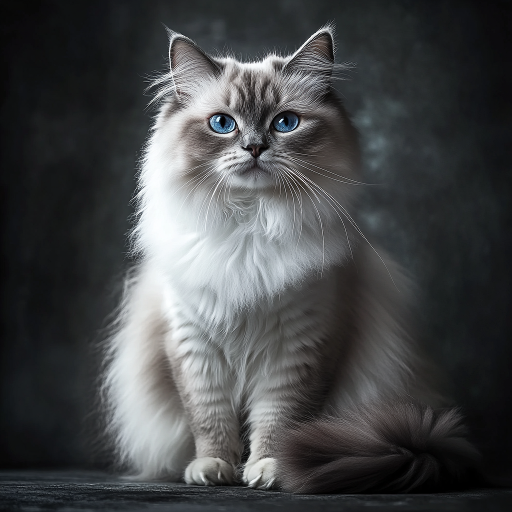 High resolution photo of cute Ragdoll cat.