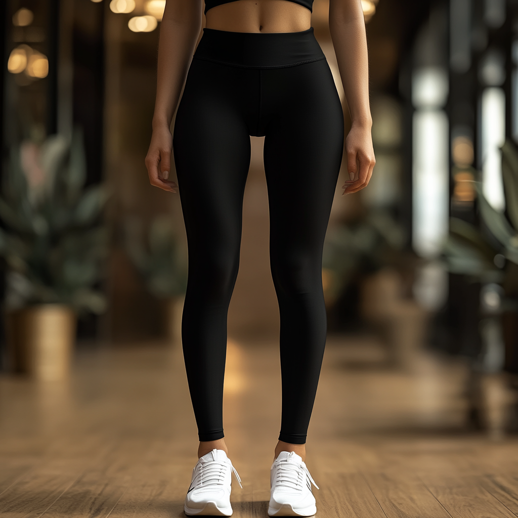 High resolution photo of women in black leggings.