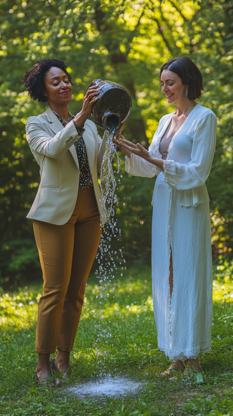 Hippie woman undergoes healing ritual by black politician