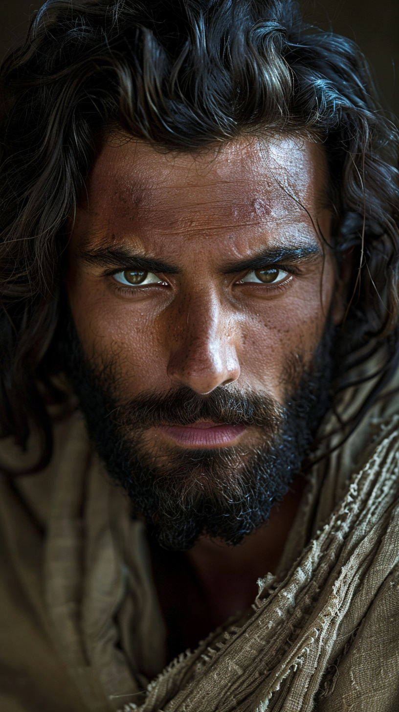 Historically accurate Middle Eastern Jesus with olive skin.