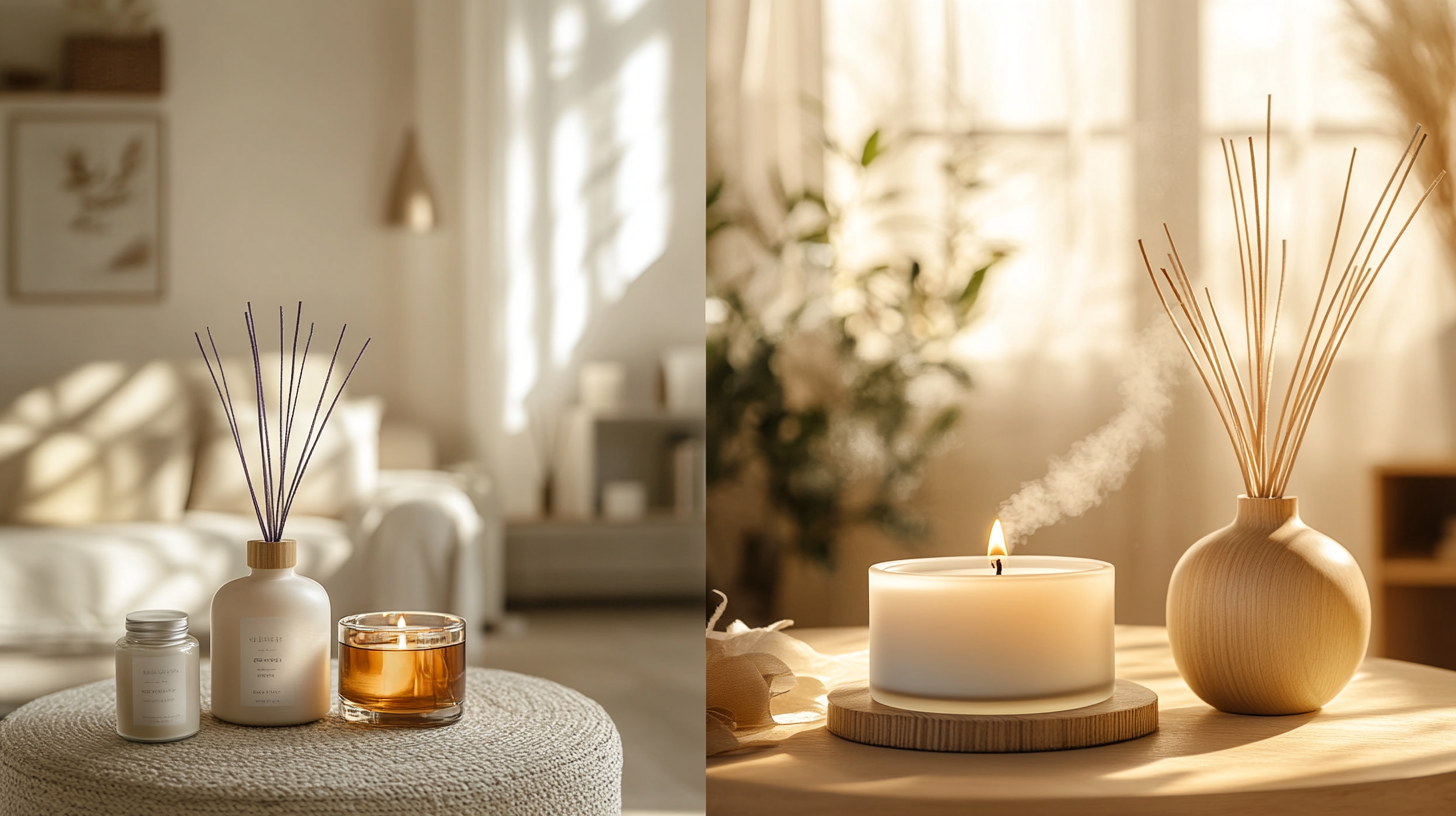 Home and office with fragrant candles creating cozy atmospheres.