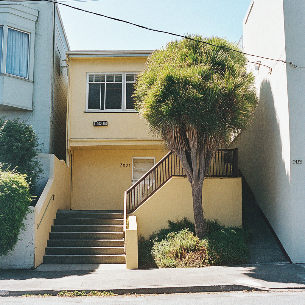 Home in San Francisco 80’s neighborhood, sunny day.