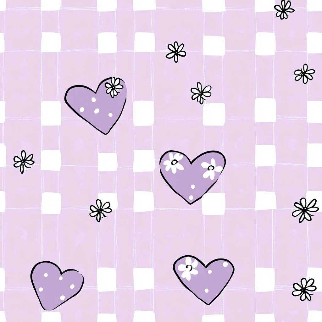 Houndstooth Hazelberry Seamless Pattern Baby Heart Vector Illustration