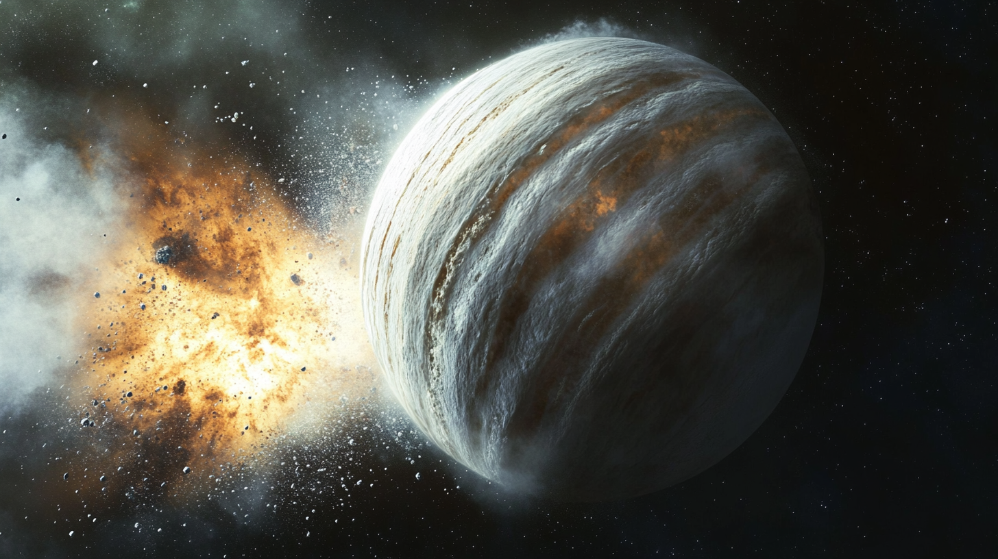 Huge icy planet hit by smaller rocky planet