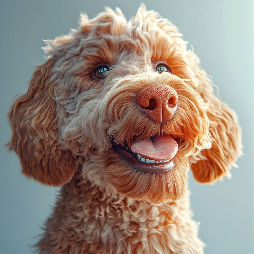 Hyper Realistic Golden Doodle Dog with Bone