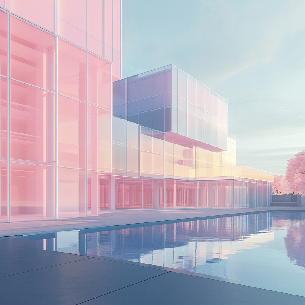 Hyper-realistic, delicate 3D render of modern hotel construction.