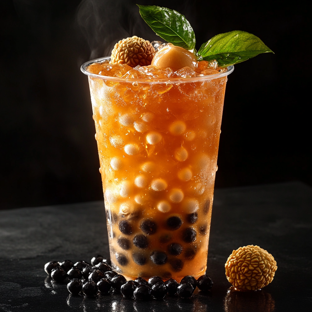 Hyper-realistic 16K Lychee Iced Tea Professional Photography