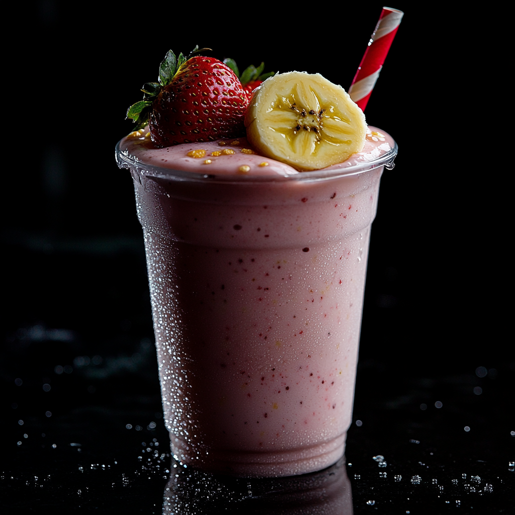 Hyper-realistic 16K Strawberry Banana Smoothie Photo 