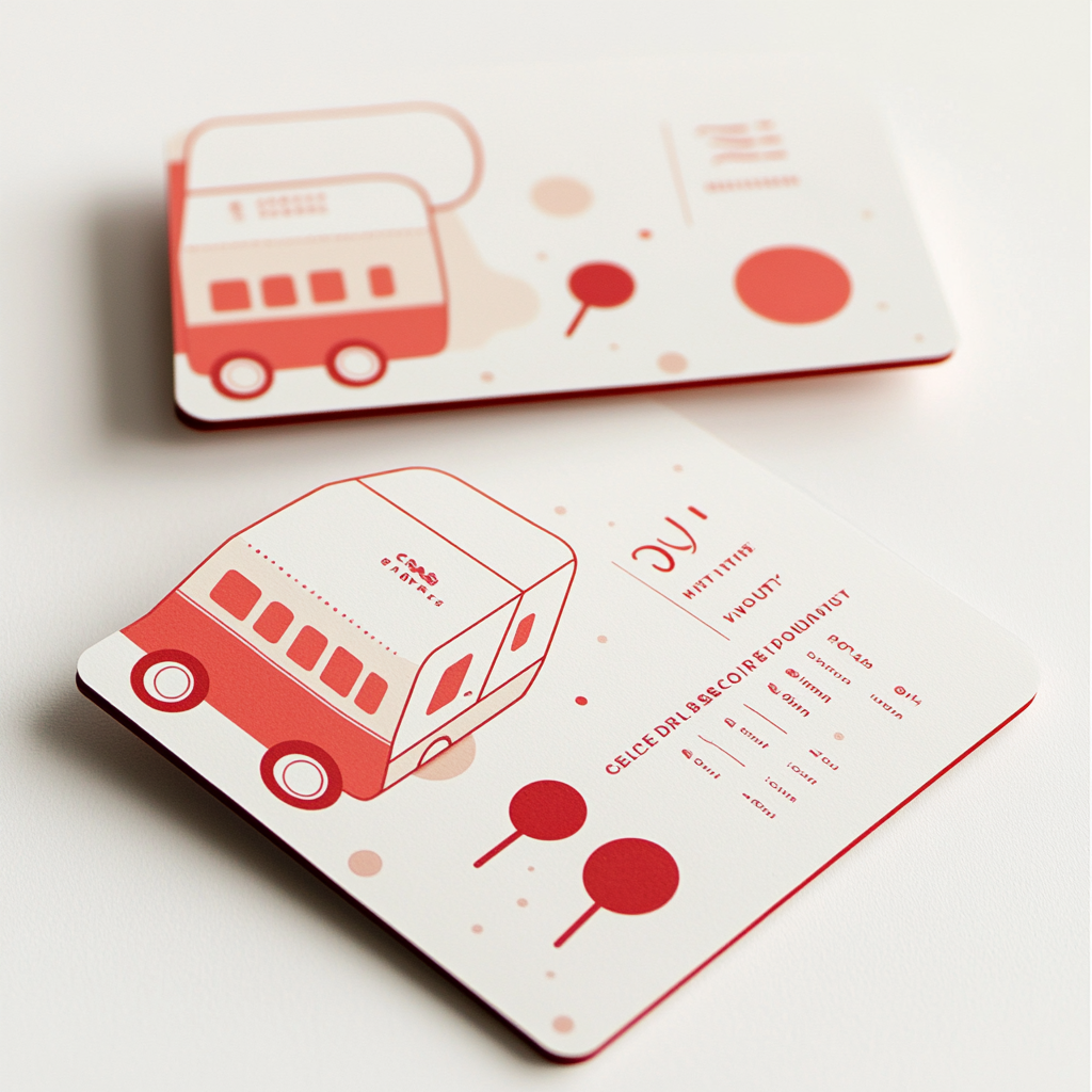 Ice cream truck-shaped business card with gelato details.