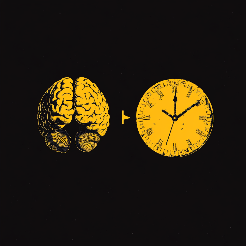 Icon of brain and clock in gradient color.