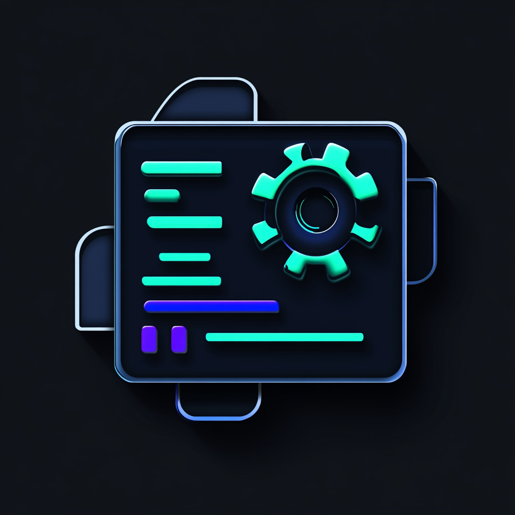 Icon symbol for app development featuring coding elements.