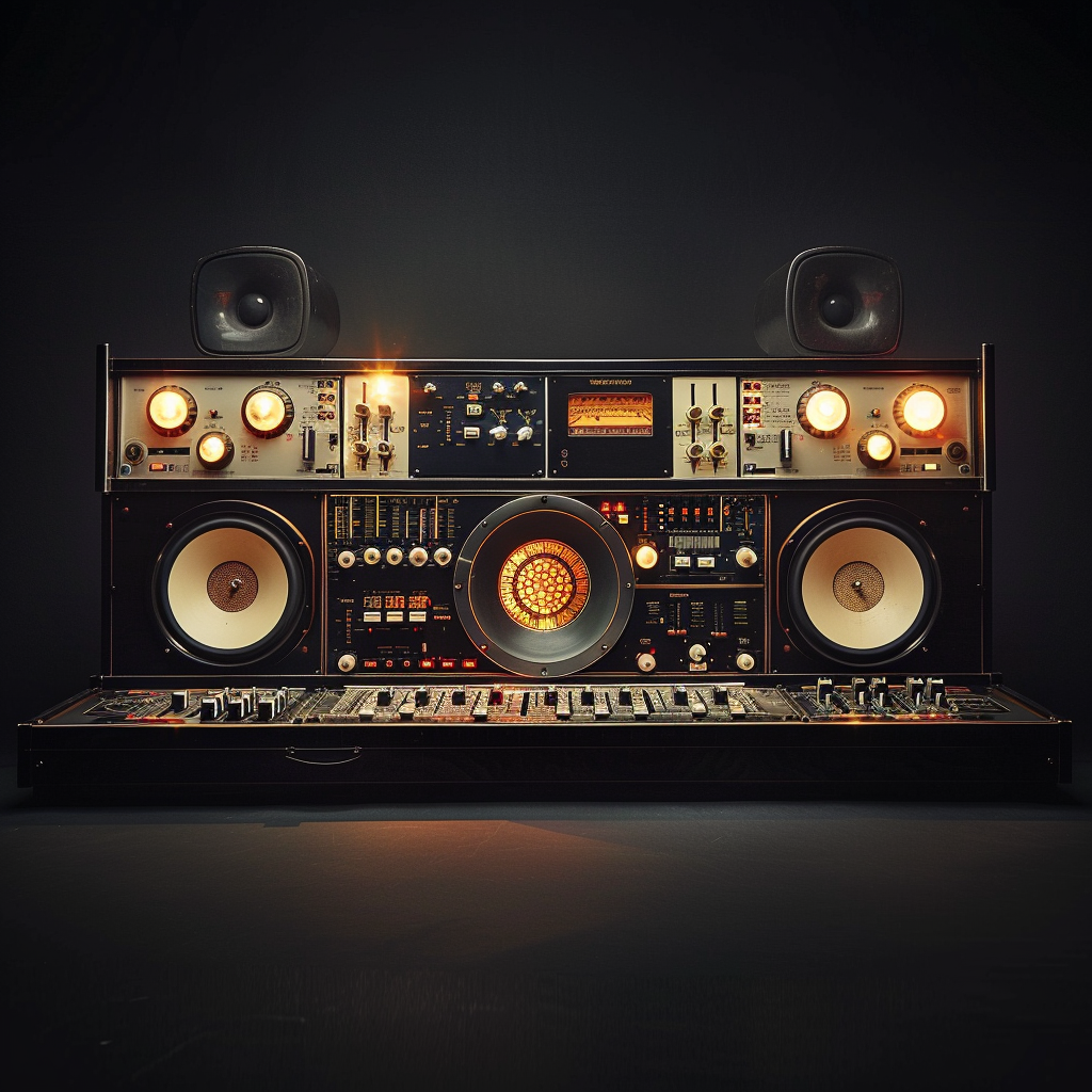 Iconic 70s Drum Machine on Black Background