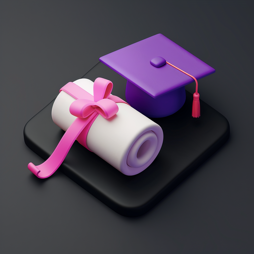 Iconic Exchange: Purple Cap, Pink Ribbon, White Diploma