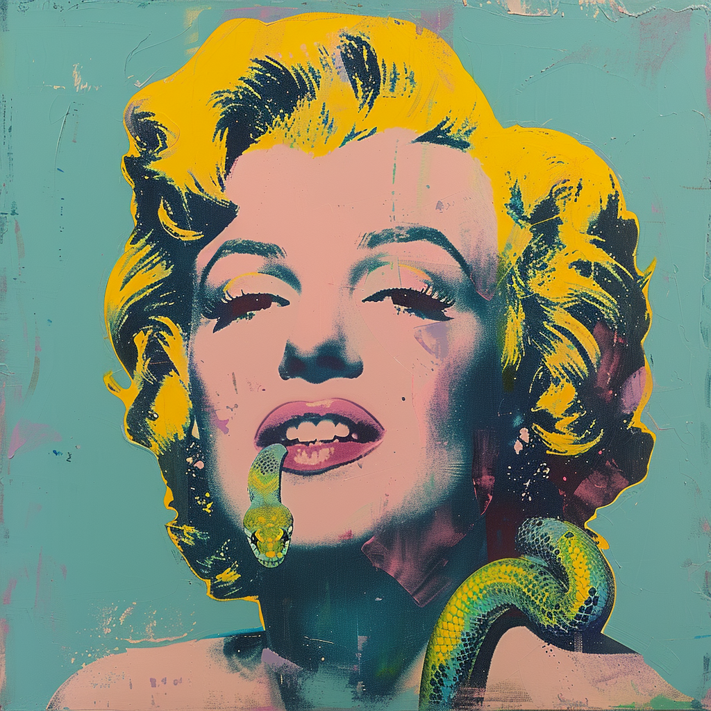 Iconic Marilyn Monroe Painting in Pastel Colors, Medusa Hair