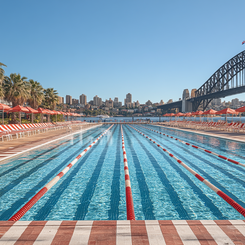 Iconic Sydney Harbour Bridge Pool with Sun Loungers