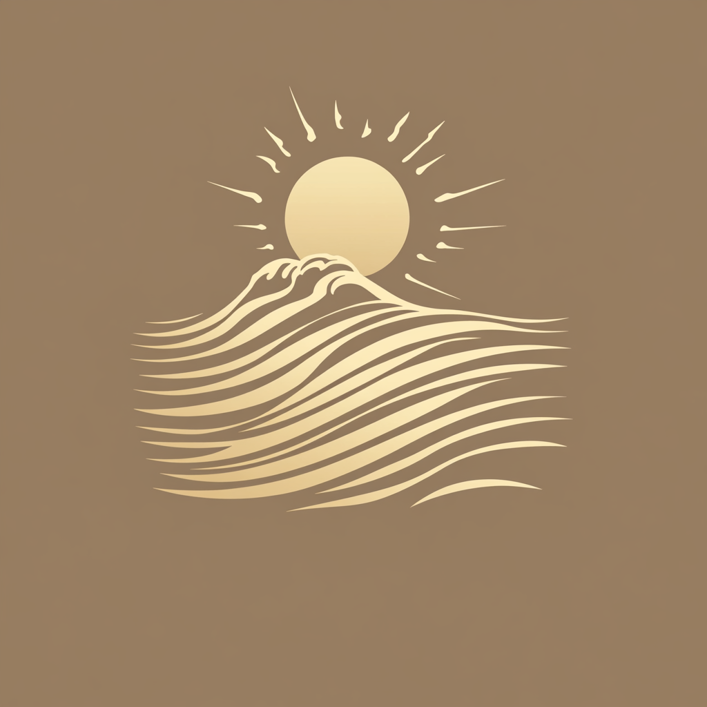 Iconic minimalist hotel logo for Las Terrenas, representing sand and sea.