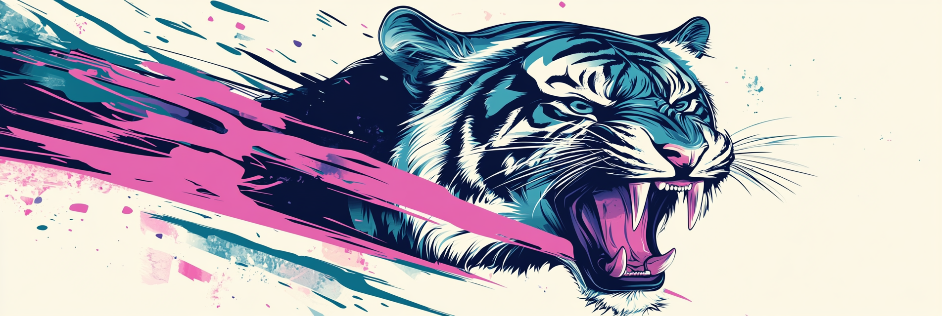 Illustration of angry tiger in modern graffiti style.