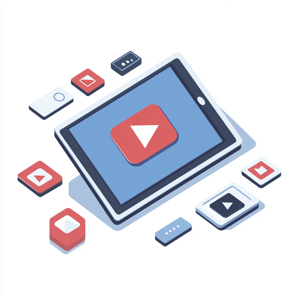 Illustration of computer or tablet screen with YouTube logo.