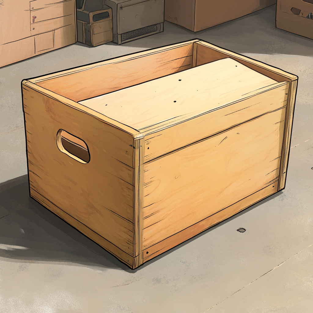 Illustration of wooden apple box used for film set