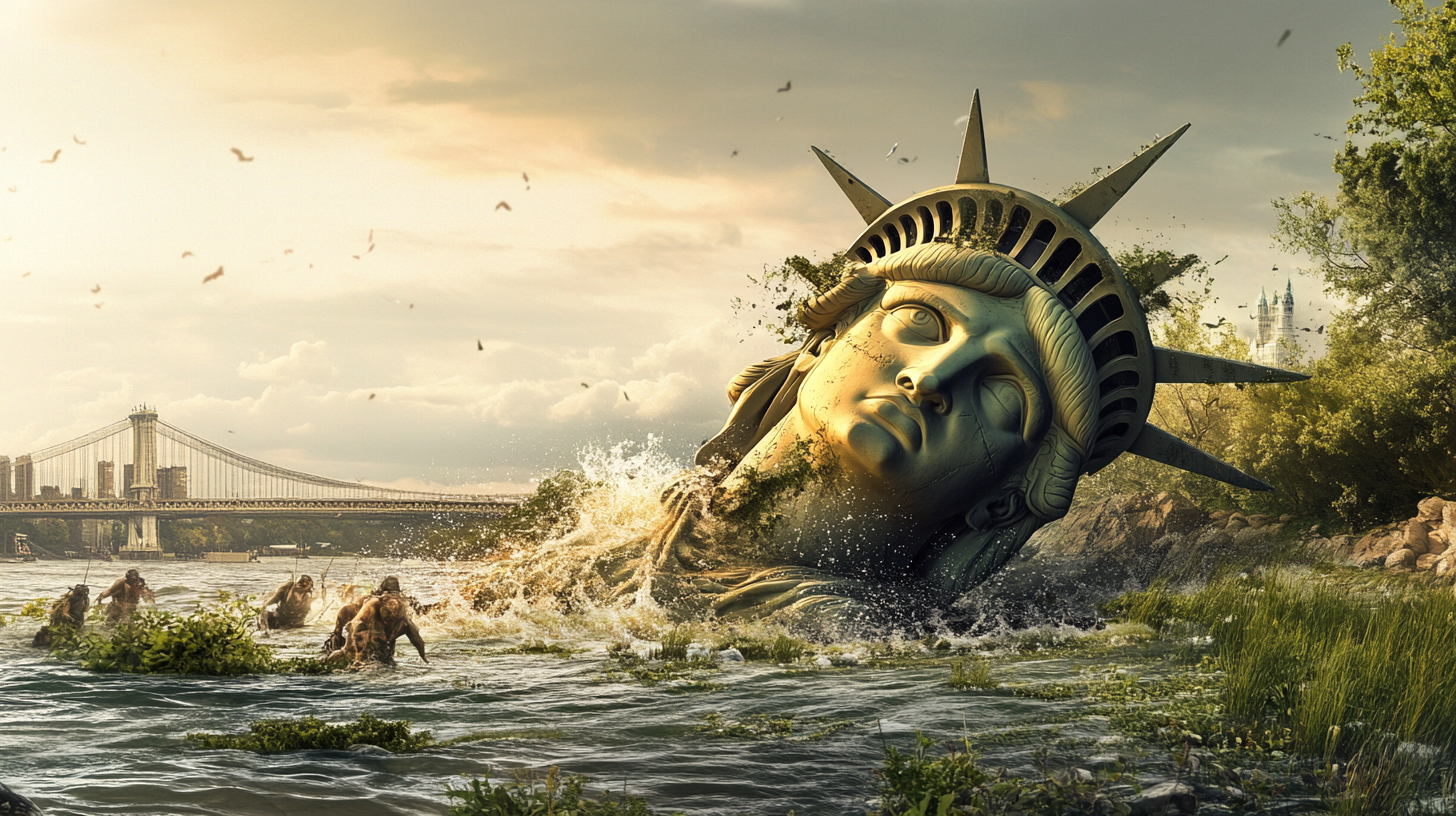 Image of Broken Statue of Liberty in detail.