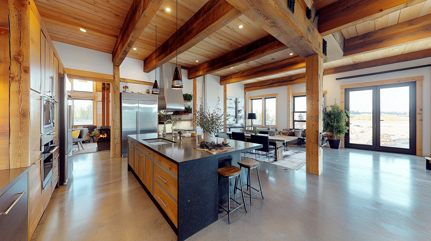 Image of sleek rustic kitchen with modern elements.