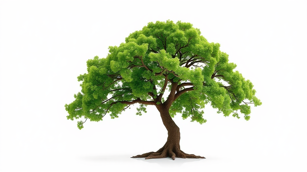 Image of tree on white background - realistic and simple.