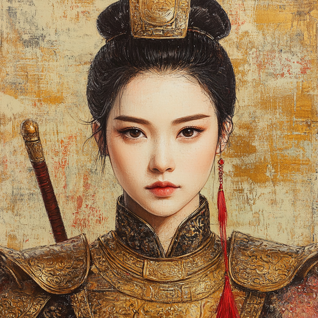 Image of young female general in ancient China.