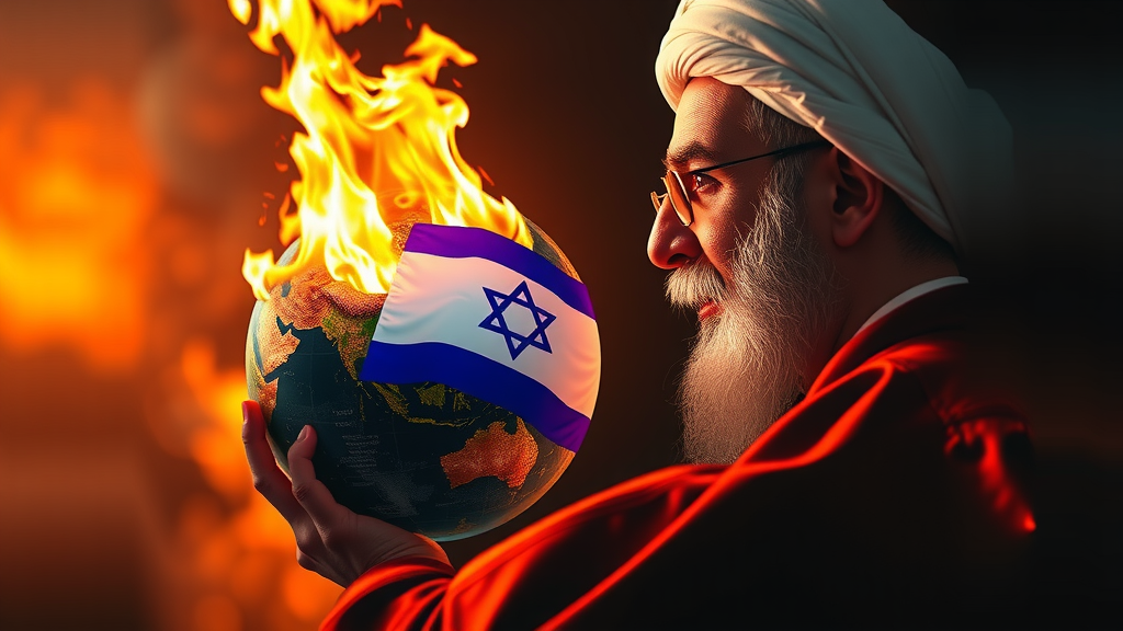 Imam Khamenei Holds Globe, Destroys Israel Flag