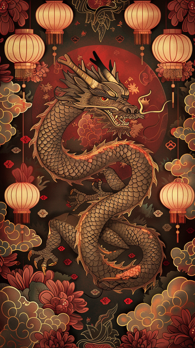 Immense Dragon in Chinese New Year Wallpaper Design